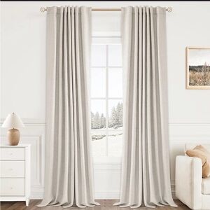 Faux Linen Blackout Curtains, 2 panels, 50” wide 108” length each